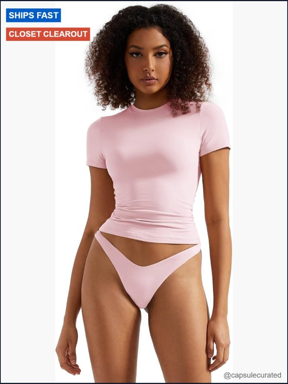 Double Lined Fitted Basic Tee Crew Neck Short Sleeve Y2K Crop Top